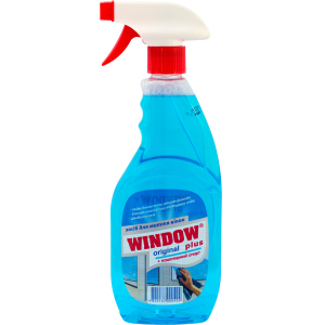 Упаковка средства для мытья окон Window Plus Синий (на основе нашатырного спирта) с распылителем 500 мл х 15 шт (4820167000424) в Виннице