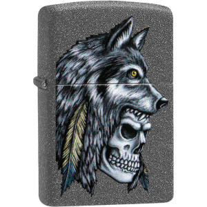 Запальничка Zippo 211 Wolf Skull Feather Design Сіра (Zippo 29863) краща модель в Вінниці