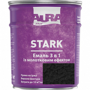 Молотковая эмаль Aura® Stark 3 в 1 черный №90 глянец 2.2 кг ТОП в Виннице