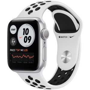 Смарт-часы Apple Watch Series 6 Nike GPS 40mm Silver Aluminum Case with Pure Platinum/Black Nike Sport Band (M00T3UL/A) лучшая модель в Виннице