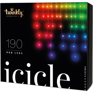 Світлодіодна Smart LED гірлянда Twinkly Icicle RGB 190, BT+WiFi, Gen II, кабель IP44 прозорий (TWI190STP-TEU) ТОП в Вінниці