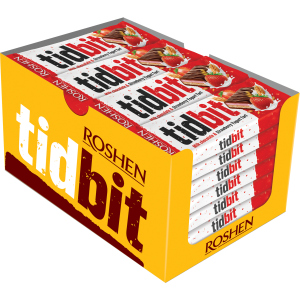 Упаковка шоколадных батончиков Roshen TidBit с начинкой Клубнично-йогуртовый тарт 50 г х 28 шт (4823077630521) лучшая модель в Виннице