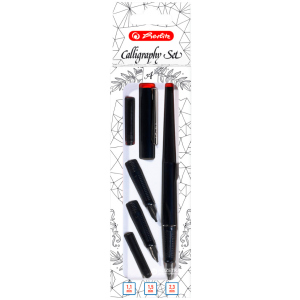 Ручка перьевая для каллиграфии Herlitz Calligraphy Set 3 сменных пера Черный корпус (8623001)