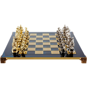 хорошая модель Шахматы Manopoulos Мушкетеры, латунь, в деревянном футляре, синий, 44 х 44 см, вес 5.9 кг (S12BLU)