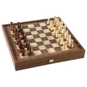 Набор ручной работы 3 в 1 Manopoulos, шахматы + нарды + шашки, фигуры и фишки деревянные, классические, 39 x 39 см, 3.6 кг (STP36E)