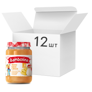 Упаковка пюре Bambolina Яблоко и банан со сливками 190 г х 12 шт (4813163002097) рейтинг