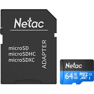 Netac P500 Standard microSDXC 64GB Class 10 UHS-I U1 + SD адаптер (NT02P500STN-064G-R) в Виннице