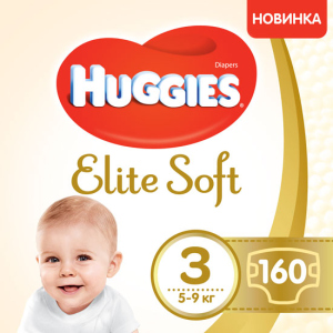 Подгузники Huggies Elite Soft 3 5-9 кг 160 шт (5029054566213) ТОП в Виннице