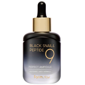 Сироватка для обличчя FarmStay Black Snail &amp; Peptide 9 Perfect Ampoule Омолоджувальна з чорним равликом та пептидами 35 мл (8809639172292) ТОП в Вінниці