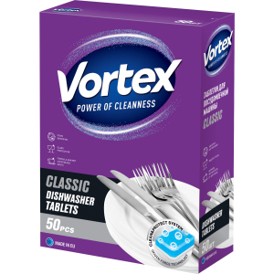 Таблетки для посудомийних машин Vortex Classic 50 шт (4823071631005) надійний