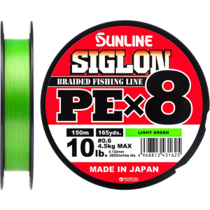 Шнур Sunline Siglon PE х8 150 м # 0.6/0.132 мм 4.5 кг Салатовый (16580963) в Виннице