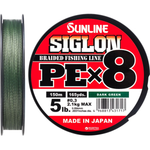 Шнур Sunline Siglon PE х8 150 м # 0.3/0.094 мм 2.1 кг Темно-зелений (16580972) ТОП в Вінниці