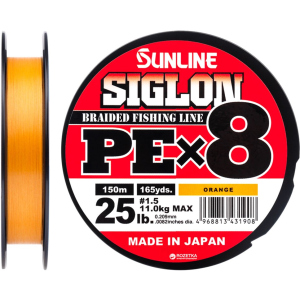 Шнур Sunline Siglon PE х8 150 м # 1.5/0.209 мм 11 кг Помаранчевий (16580991) рейтинг