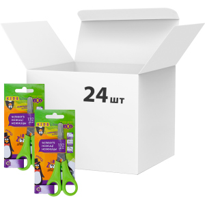 Упаковка Ножницы детские ZiBi 13.2 см с линейкой 24 шт Салатовый (ZB.5001-15) лучшая модель в Виннице