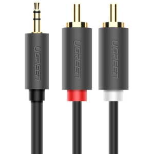 Інсертний кабель Ugreen AV102 3.5 мм to 2RCA Audio Cable 1 м Gray (904019621) краща модель в Вінниці