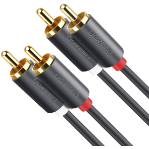 Інсертний кабель Ugreen AV104 2RCA to 2RCA Audio Cable 1 м Black (90401971) краща модель в Вінниці