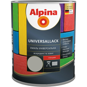 Емаль Alpina Universallack Глянцева 0.75 л Сіра (948103734) краща модель в Вінниці