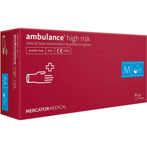 Перчатки Mercator Medical Ambulance High Risk латексные нестерильные неопудренные M 25 пар Синие (17201900) ТОП в Виннице