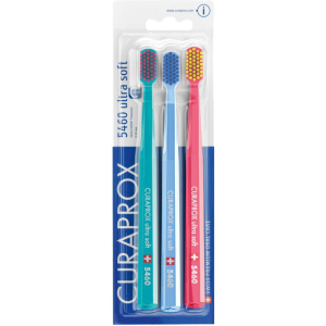 Набір зубних щіток Curaprox CS 5460 Ultra Soft ультра-м'яка Бірюзова + Блакитна + Рожева 3 шт (CS5460/3-02)