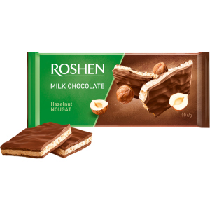 Упаковка шоколаду Roshen Молочний з горіховою нугою 90 г х 20 шт (4823077617492)