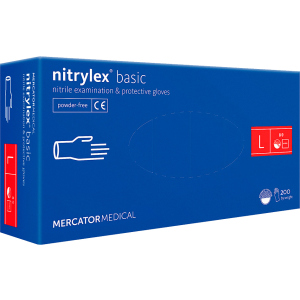 Рукавички нітрилові Mercator Medical Nitrylex Basic неопудрені розмір L 200 шт - 100 пар Сині (3.1003) ТОП в Вінниці