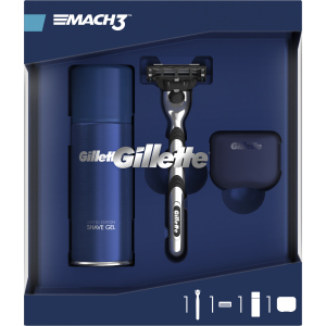 Подарочный набор для мужчин Gillette Бритва с 1 сменной кассетой Mach 3 + Гель Fusion Ultra Sensitive 75 мл + Дорожный чехол (7702018508624) ТОП в Виннице