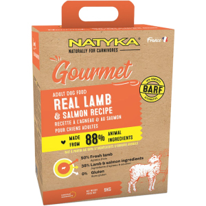 Напіввологий корм для дорослих собак з ягнятком та лососем Natyka Gourmet Adult Lamb & Salmon 9 кг (5430001795110)