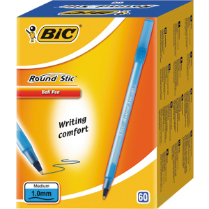 Набір кулькових ручок BIC Round Stic M Blue, 60 шт., вузол для письма 1мм, товщина лінії 0,4мм (3086123256378) ТОП в Вінниці