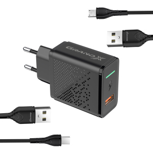 Зарядний пристрій Grand-X Fast Charge 5-в-1 QC3.0, AFC, SCP, FCP, VOOC 22.5W + microUSB + TypeC (CH-850MT) в Вінниці