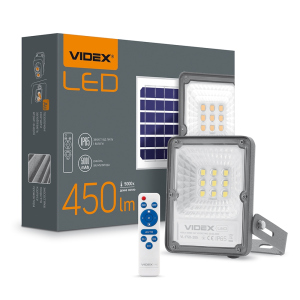 Прожектор VIDEX 10W LED із сонячною панеллю краща модель в Вінниці