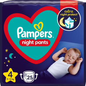 Підгузки-трусики нічні Pampers Night Pants Розмір 4 (9-15 кг) 25 шт (8006540234709) краща модель в Вінниці