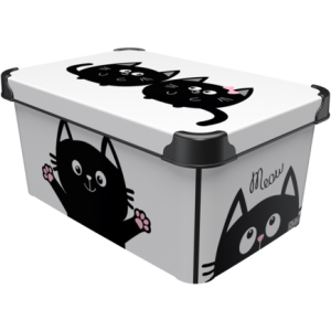 Контейнер для зберігання з кришкою Qutu Style Box Meow Black 10 л (STYLE BOX с/к MEOW BLACK 10л.) ТОП в Вінниці