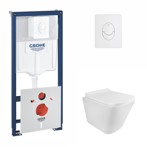 Набор инсталляция 4 в 1 Grohe Rapid SL 38722001 + унитаз с сиденьем Qtap Tern QT1733052ERW лучшая модель в Виннице