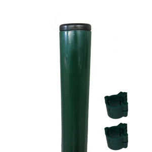 Столб заборный Техна Эко металлический круглый с полимерным покрытием и креплениями 1500 мм D=45 мм Зеленый (RAL6005 PTE-04) ТОП в Виннице