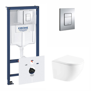 Набір інсталяція 5 в 1 Grohe Rapid SL 38827000 + унітаз із сидінням Qtap Robin QT1333046ENRW