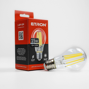 LED лампа ETRON Filament 1-EFP-104 A60 15W 4200K E27 ТОП в Вінниці