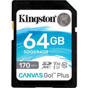 Kingston SDXC 64GB Canvas Go! Plus Class 10 UHS-I U3 V30 (SDG3/64GB) лучшая модель в Виннице