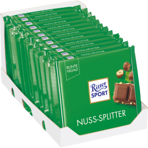 Упаковка молочного шоколаду Ritter Sport з лісовими горіхами 12 шт х 100 г (4000417222602)