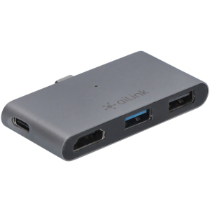 USB-хаб адаптер Ailink Aluminium USB-C 4K HDMI mini jack 3.5 мм Hub 5 в 1 Space Grey (AI-S8Pro_sg) в Виннице