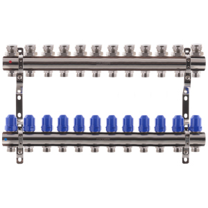 Коллекторный блок с термостатическими клапанами KOER KR.1100-12 1”x12 WAYS (KR2638) лучшая модель в Виннице