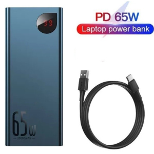 Павербанк Baseus 65W Quick Charge 20000mAh|2USB/1Type-C, 6A, 65W|для MacBook/iPad/iPhone/ Xiaomi/ Samsung/Huawei blue в Виннице