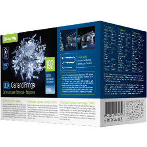 Світлодіодна вулична гірлянда СolorWay Бахрома 192 LED (IP44) 6 м x 0.6 м Холодний білий (CW-GOF-192L66VCW)