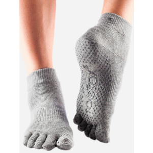 Шкарпетки ToeSox Grip Full Toe Ankle L (43-45) Сірі (841090108364) ТОП в Вінниці