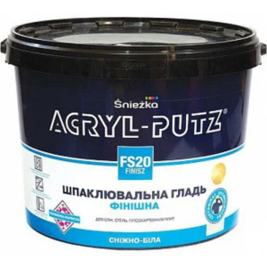 Шпаклівка акрилова для внутрішніх робот Sniezka Acryl-Putz Фініш 27 кг (відро) Біла (IG66731) рейтинг