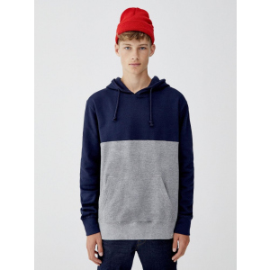 Худи Pull & Bear XAZ221043NQXI S Темно-синее с серым (DD8000004500447)