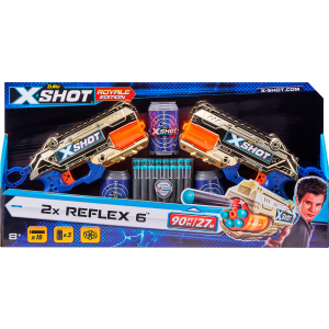 Набір скорострільних бластерів Zuru X-Shot Excel Reflex 6 Double 16 патронів + 3 банки Golden (36480Z) (193052031310) в Вінниці