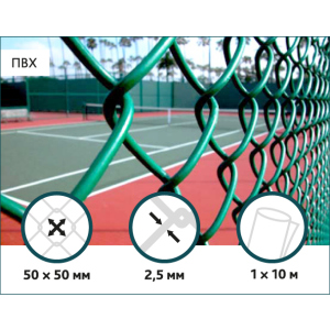 Сітка Рабиця ПВХ Сітка Захід 50х50/2,5(1,5)мм 1,0м/10м краща модель в Вінниці