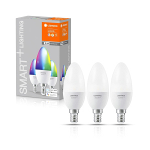 Набір світлодіодних ламп 3шт LEDVANCE SMART+ Candle B 40 E14 MULTICOLOR 4,9W (470Lm) 2700-6500K + RGB WiFi дім-их в Вінниці