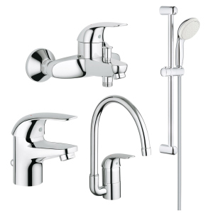 Набор смесителей 4  в 1 Grohe Euroeco 123242K (23262000+32743000+27598001+32752000) лучшая модель в Виннице