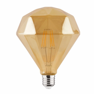 Лампа винтажная светодиодная филаментная (ретро) Horoz Electric "RUSTIC DIAMOND-6" 6W Filament led 2200К E27 Янтар